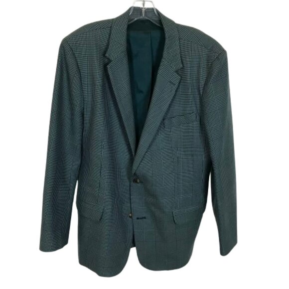 Mens Size 46 REGULAR 46R Mr. Turk Trina Green Pure Cotton Plaid Blazer Jacket